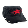 Comrade Hat - Black / Red Hat Personal Fears Personal Fears Comrade Hat - Black / Red - Distressed with Studs