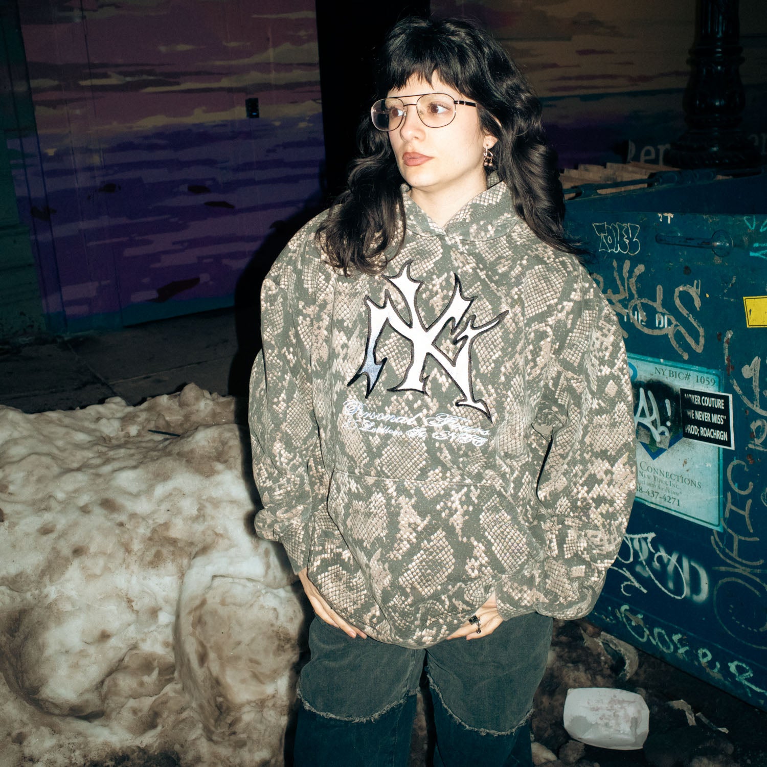 Embroidered NY Hoodie - Snakeskin hoodie Personal Fears Personal Fears Embroidered NY Hoodie - Camo | Limited Edition New York Sweatshirt