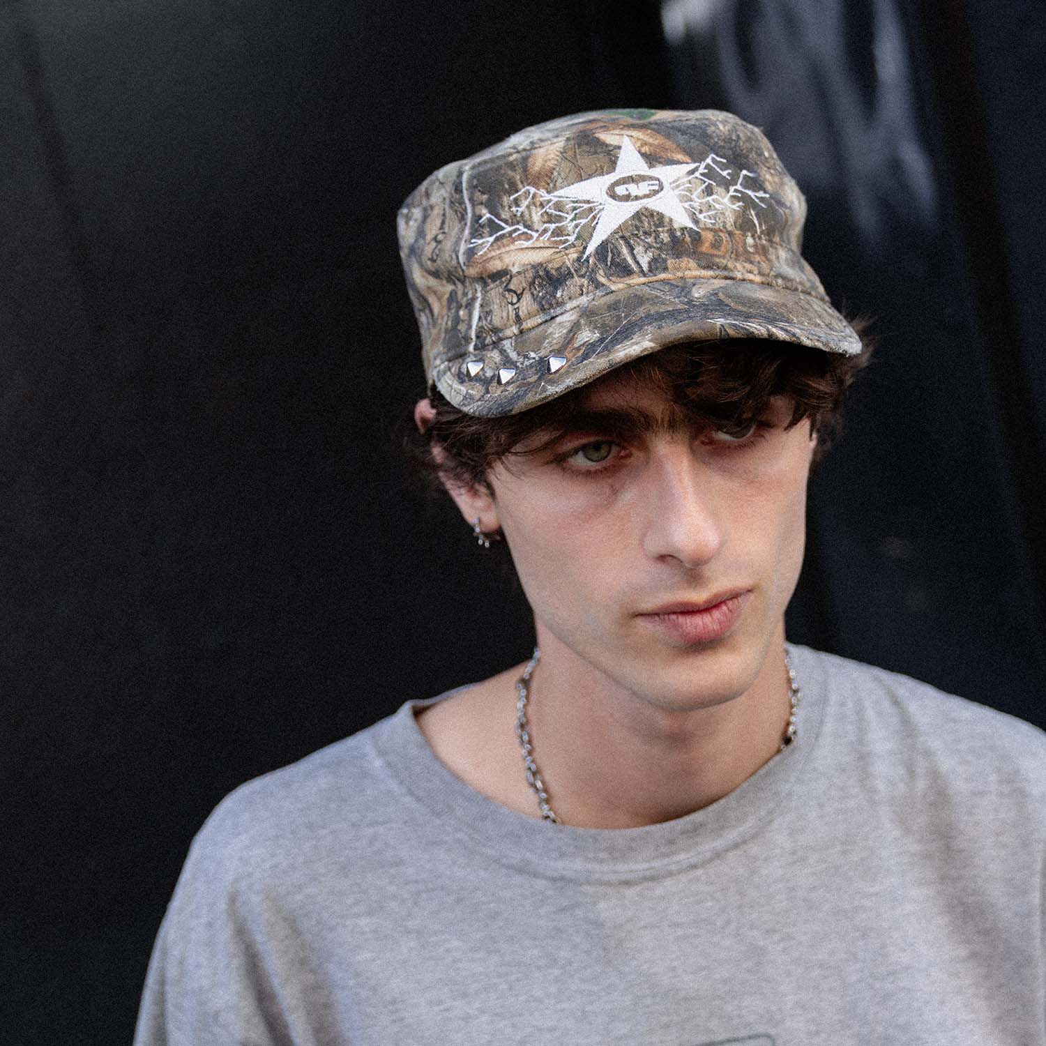 Comrade Hat - Camo Hat Personal Fears Personal Fears Comrade Hat - Camo | Hand Studded and Distressed Cadet Hat