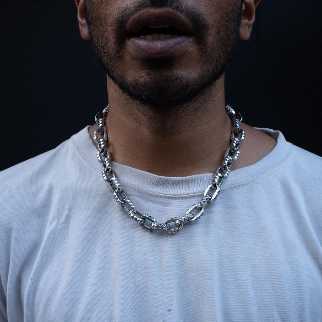 Crusher Link Necklace Necklaces Personal Fears Personal Fears Crusher Link Necklace | Spiked Rolo Links | Stainless Steel Chain