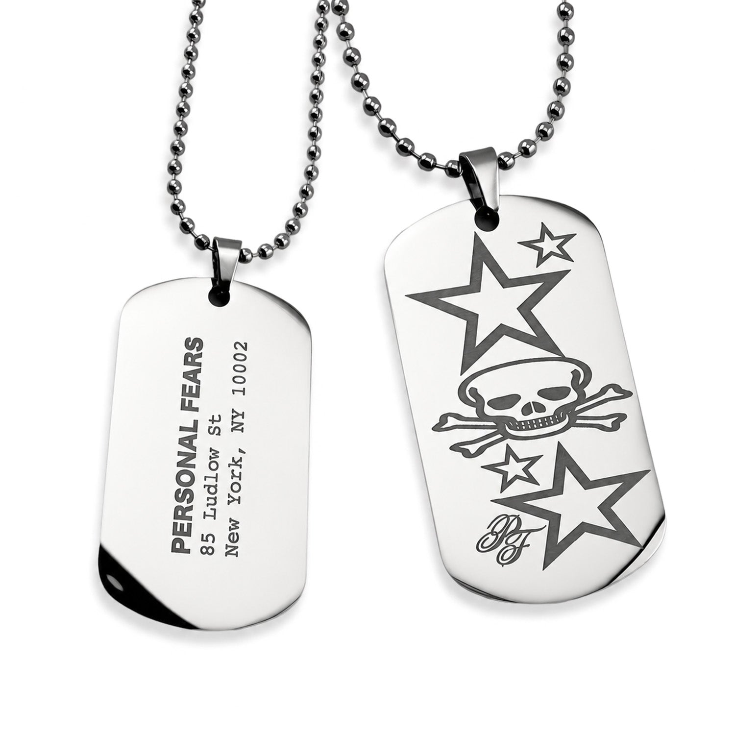 Dogtag Skull & Stars Necklaces Personal Fears Personal Fears 