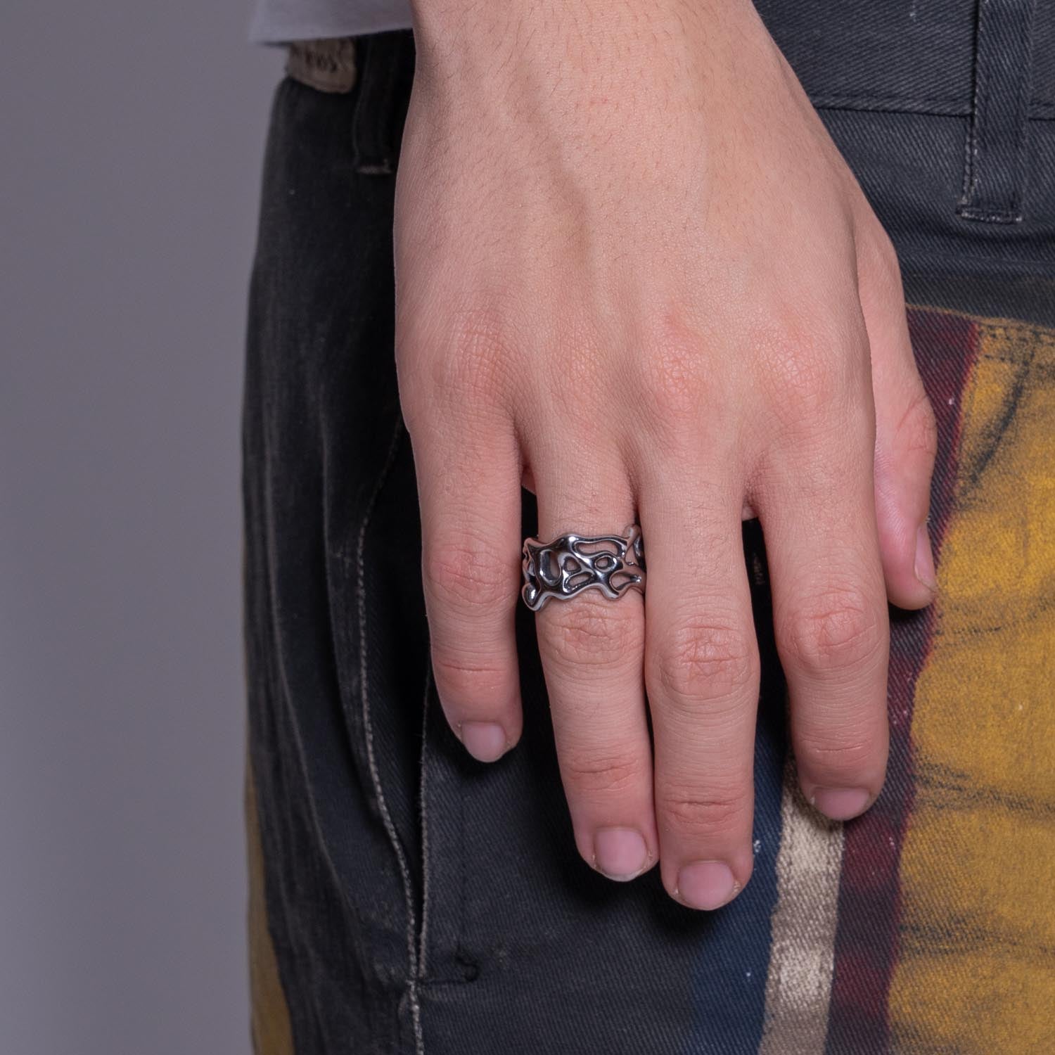 Anomaly Ring Rings Personal Fears Personal Fears Anomaly Ring | Fluid Ring Style | Molten Metal