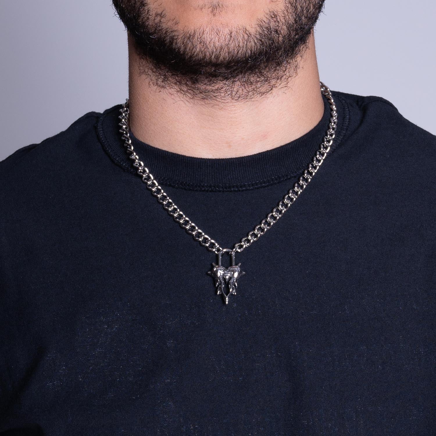 Feral Heart Pendant Necklaces Personal Fears Personal Fears Feral Heart Pendant | Punk Lock Chain