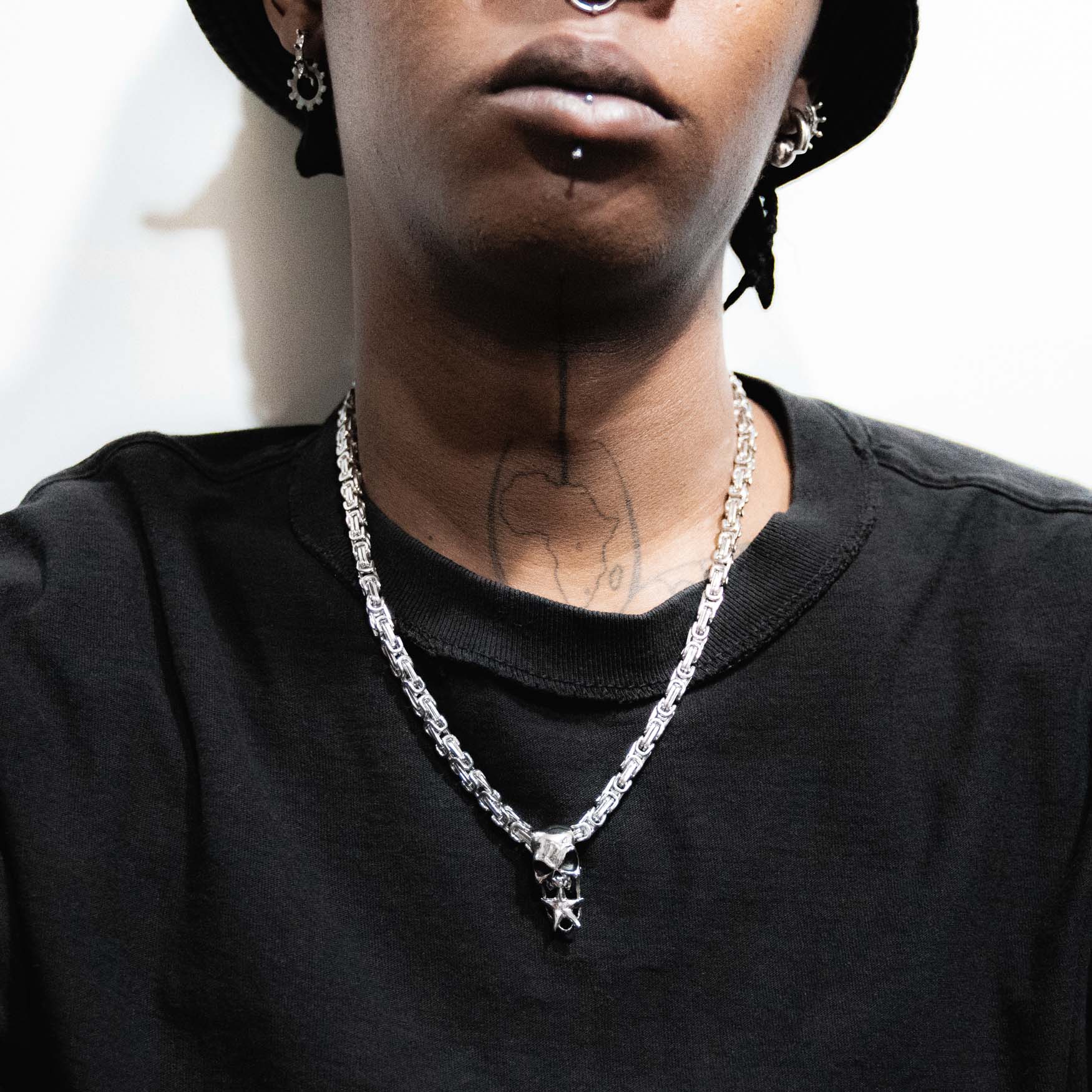 Famous Skull Pendant Chain Necklaces Personal Fears Personal Fears Famous Skull Pendant Chain - Statement Necklace Silver - Stainless Steel