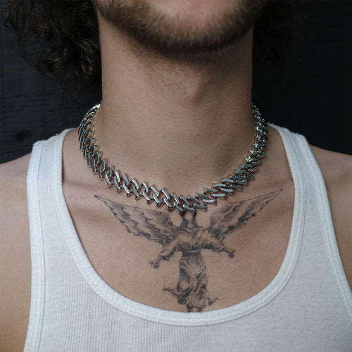 Raptor Link 2.0 Necklace Necklaces Personal Fears Personal Fears Raptor Link 2.0 Necklace  | Stainless Steel Chain | Spiked Cuban Link