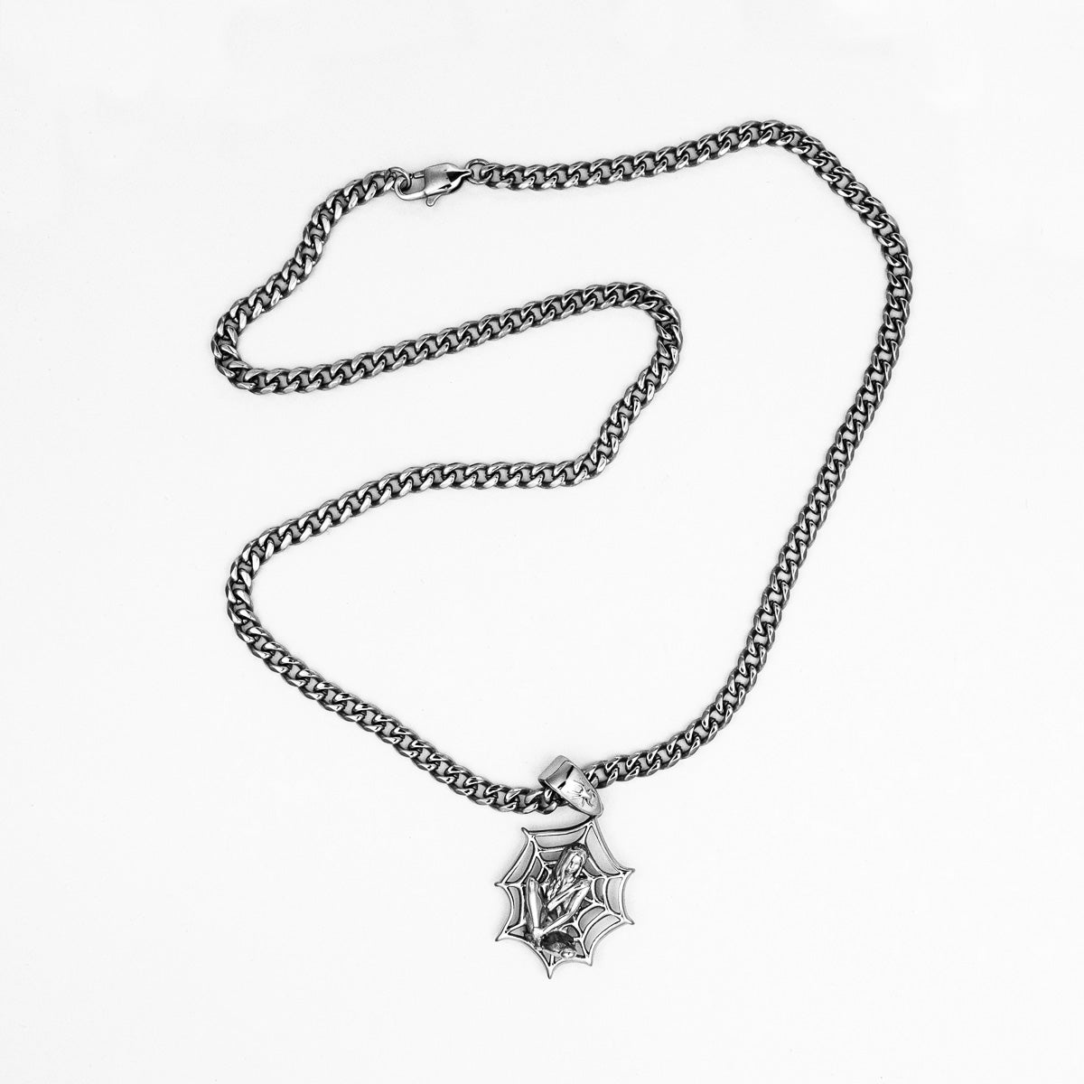 Web Girl Pendant Necklaces Personal Fears Personal Fears Web Girl Pendant - Stainless Steel Chain - Tattoo Jewelry