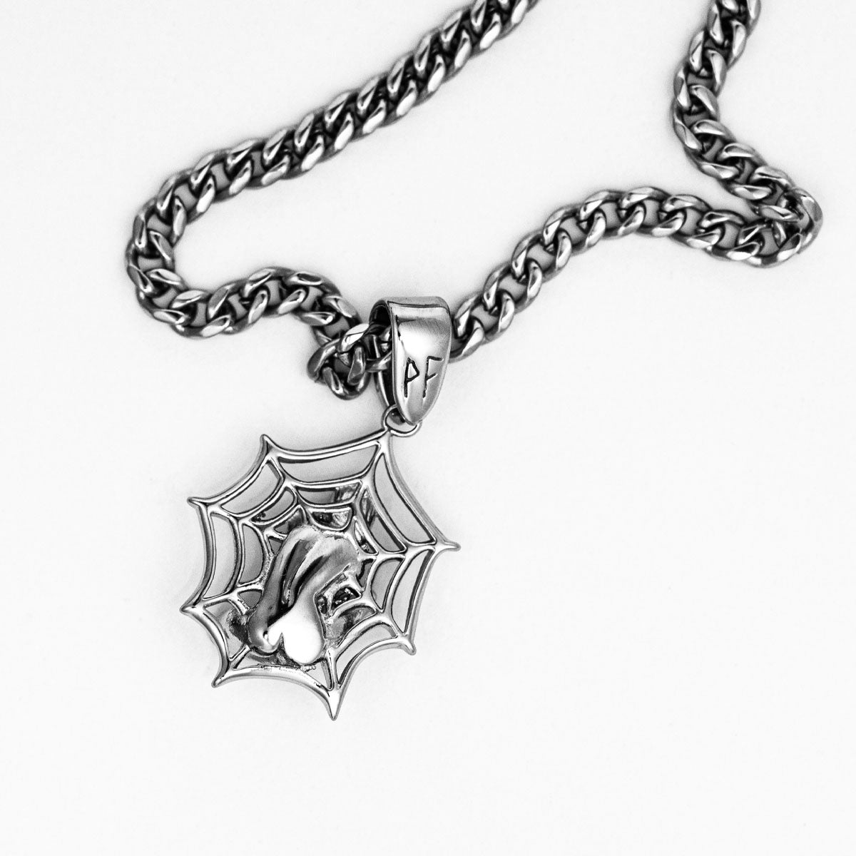 Web Girl Pendant Necklaces Personal Fears Personal Fears Web Girl Pendant - Stainless Steel Chain - Tattoo Jewelry