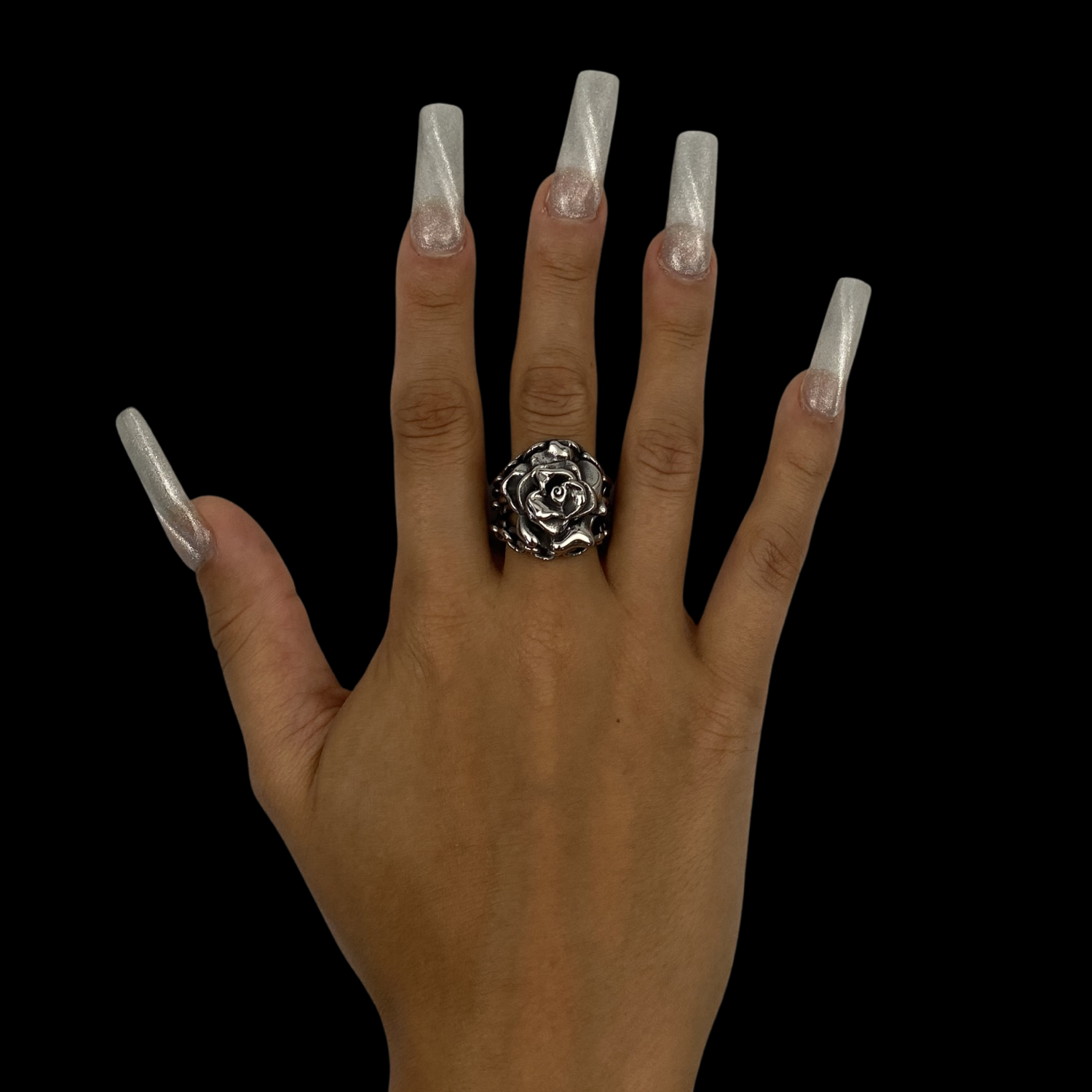 Rose in Chains Ring - Stainless Steel Rings Personal Fears Personal Fears Rose in Chains Ring | Stainless Steel Flower | Gothic Jewelry