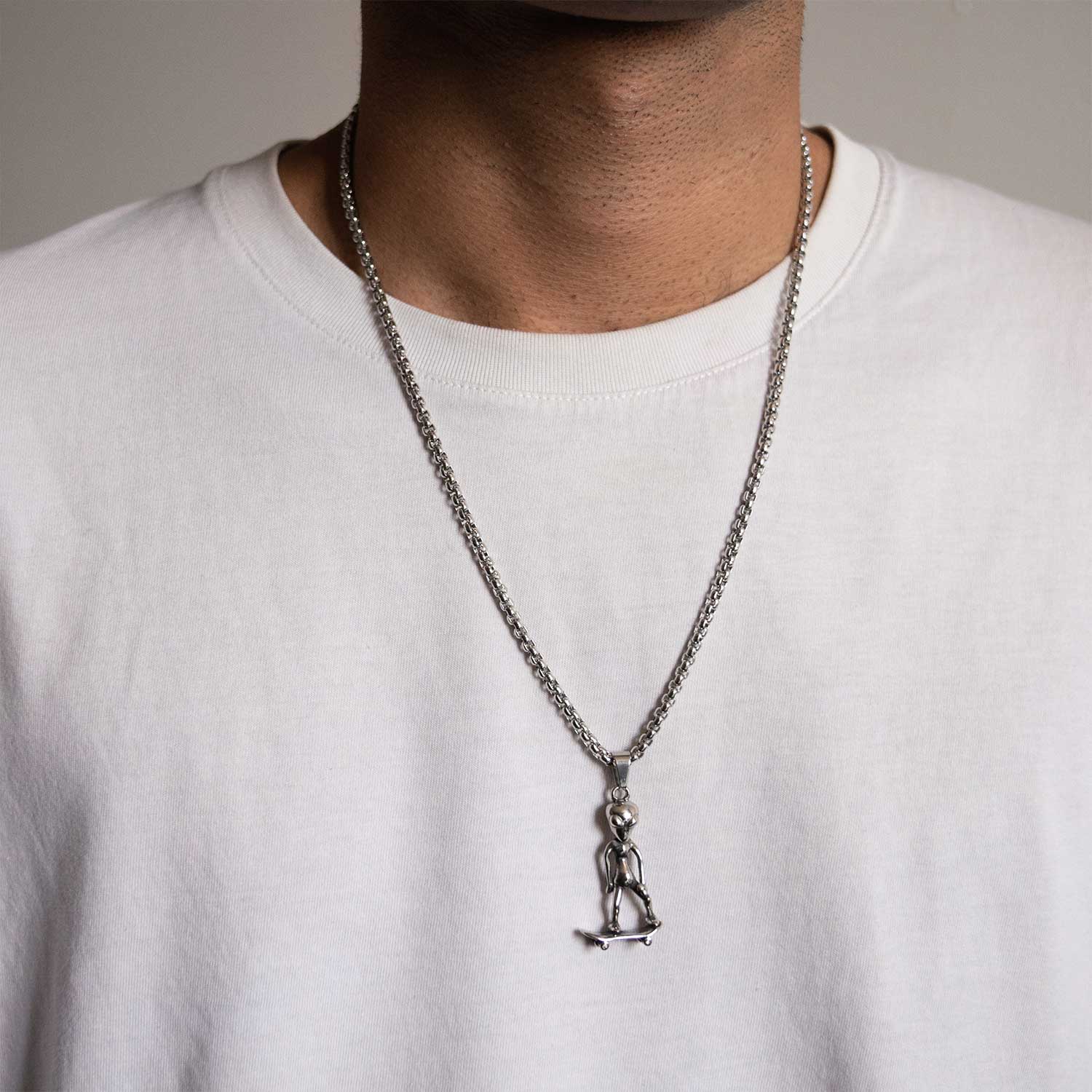 Alien Sk8r Pendant Chain Necklaces Personal Fears Personal Fears Alien Skater Chain | Skateboard Necklace | Personal Fears