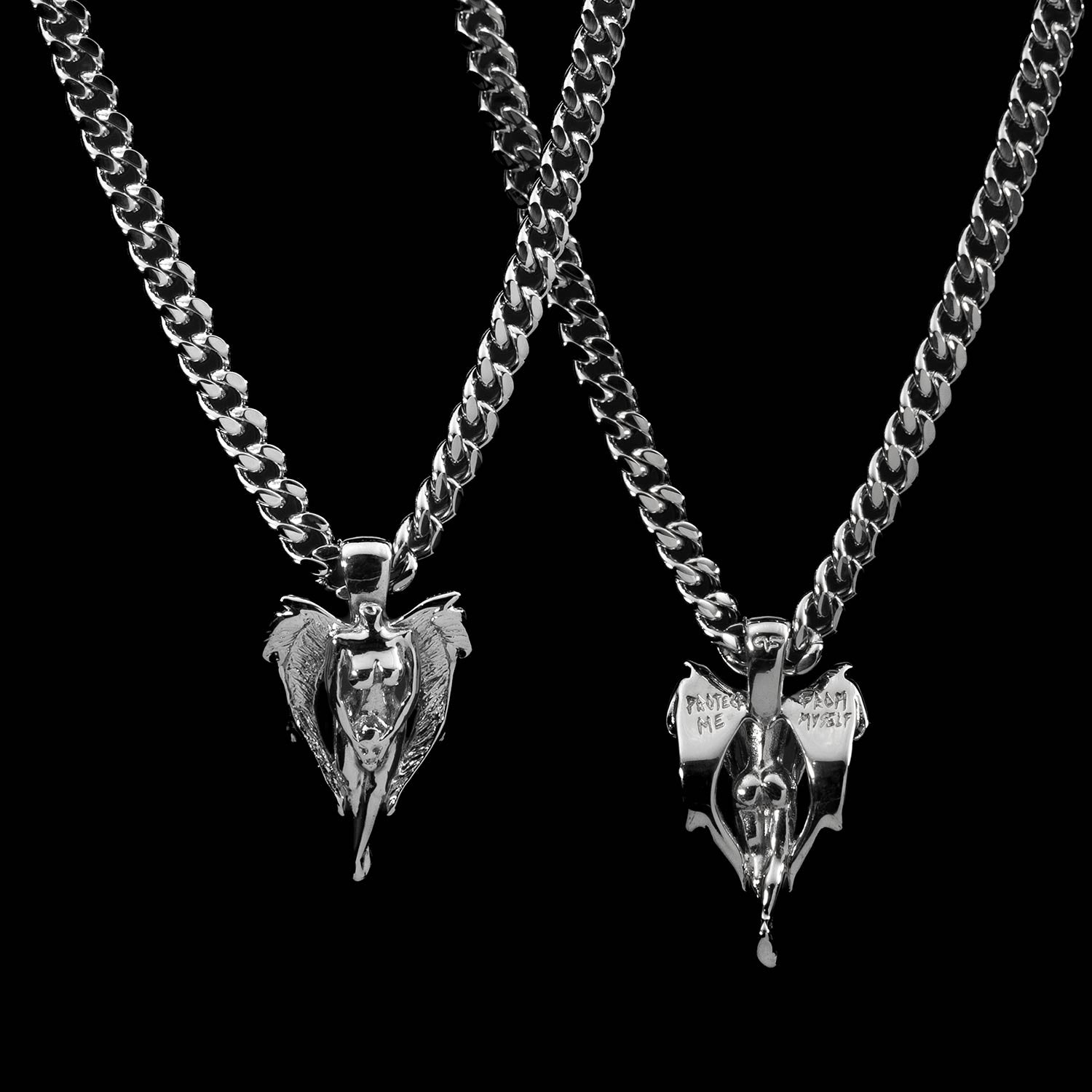 "Protect Me" Angel Pendant Necklaces Personal Fears Personal Fears "Protect Me" Angel Pendant | Angel Wing Pendant | Silver Goth Jewelry