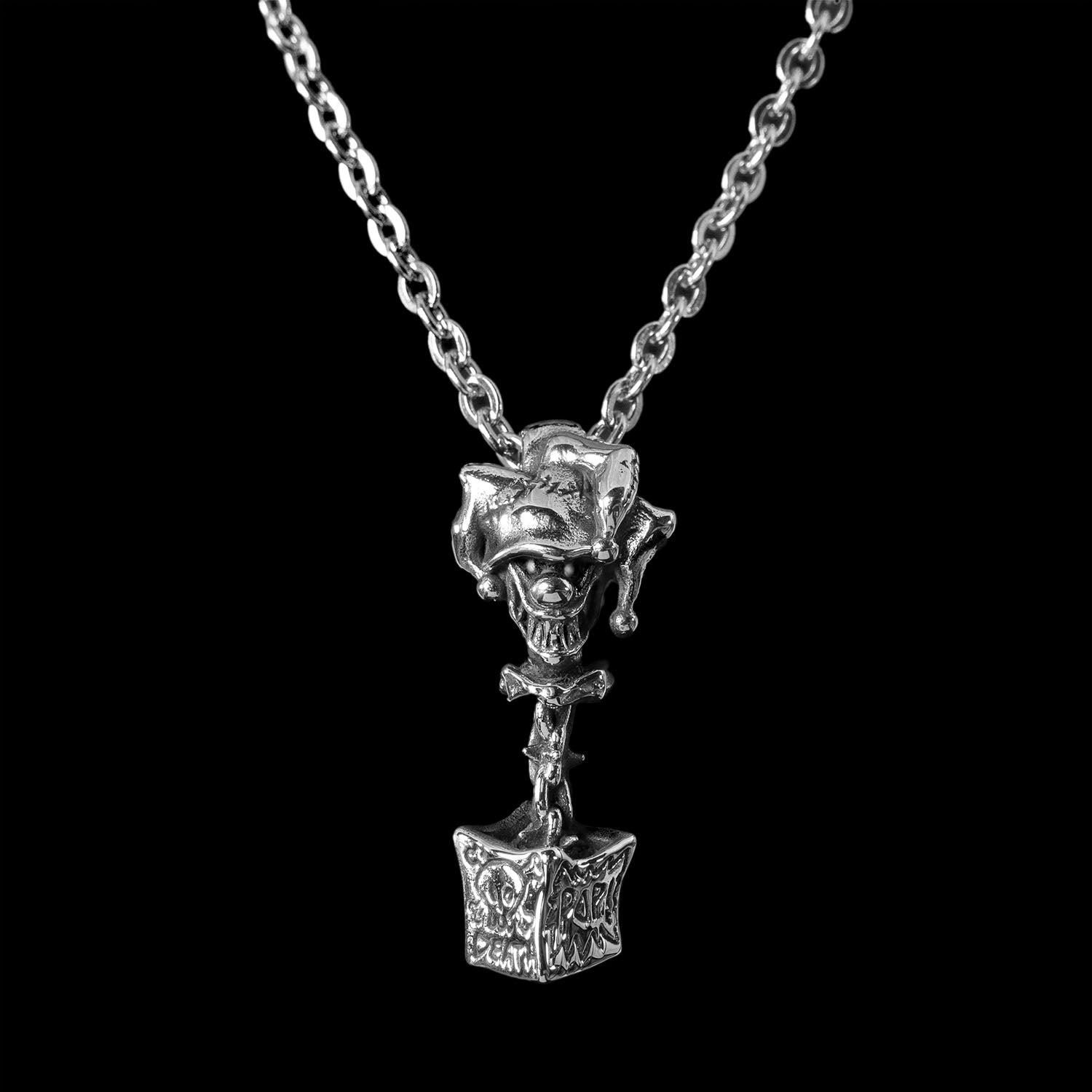 Jack In The Box Pendant - Stainless Steel Necklaces Personal Fears Personal Fears Jack In The Box Pendant | Clown Necklace | Goth Jewelry